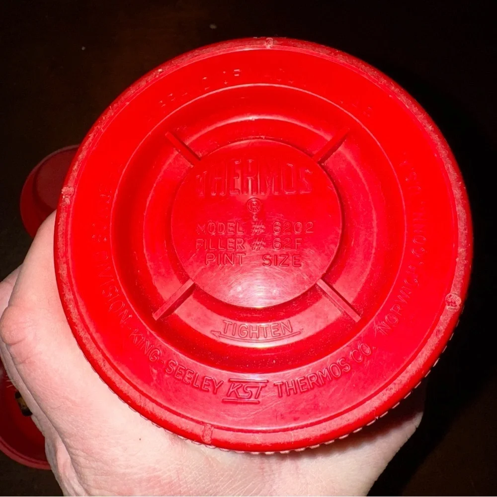 Vtg Thermos Vacuum Jar 6202 King-Seeley Red/Tan Pint Wide Mouth Leak Proof CMPLT